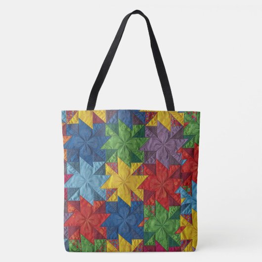 Tote Bag Motif de Courtepointe Patchwork à Roues (Devant)