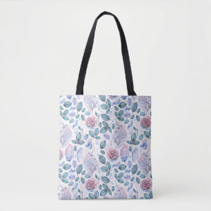 Tote Bag Motif de cristaux et de roses de licorne