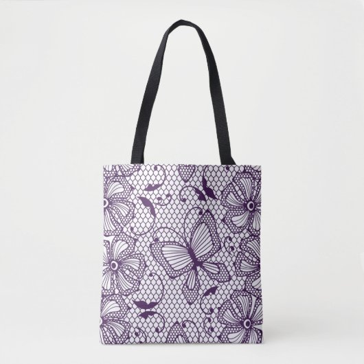 Tote Bag Motif de dentelle avec des papillons (Devant)