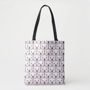 Tote Bag Motif de dessin animé de visage de chat blanc magn