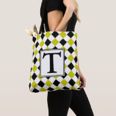 Tote Bag Motif de diamant #1 Monogrammé (De près)