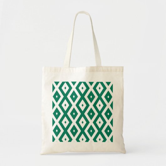 Tote Bag Motif de diamant vert et blanc (Devant)