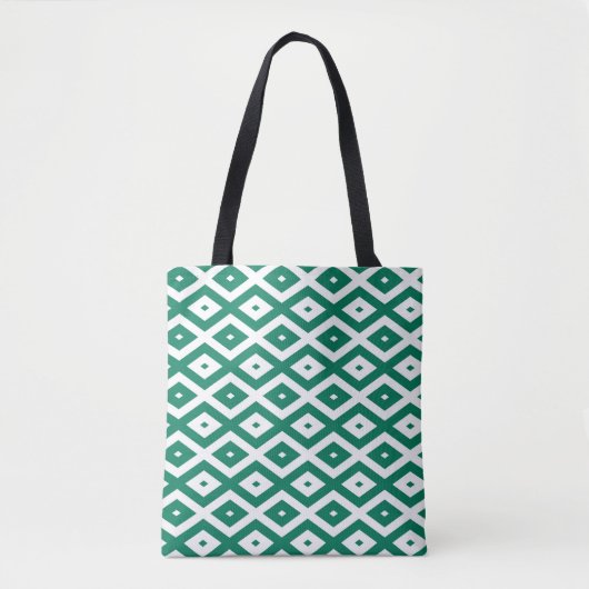 Tote Bag Motif de diamant vert et blanc (Devant)