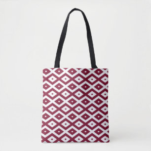 Tote Bag Motif de diamants de Bourgogne et blanc