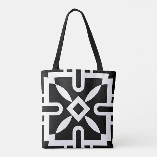 Tote Bag Motif de diamants géométriques noir et blanc chic (Dos)