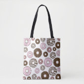 Tote Bag Motif De Donuts, Donuts Roses, Donuts Brown (Devant)