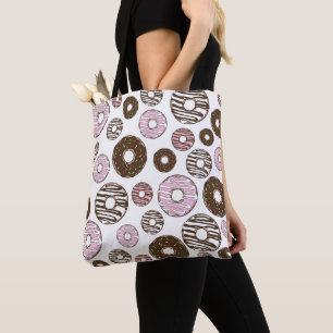 Tote Bag Motif De Donuts, Donuts Roses, Donuts Brown