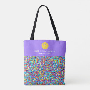 Tote Bag Motif de doodle coloré personnalisé Pickleball