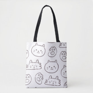 Tote Bag Motif de doodle de chat minimal – Visages de chato