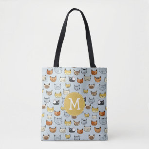 Tote Bag Motif de Doodle visage de chat