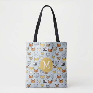 Tote Bag Motif de Doodle visage de chat