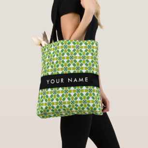 Tote Bag Motif de feuille, feuilles vertes, votre nom