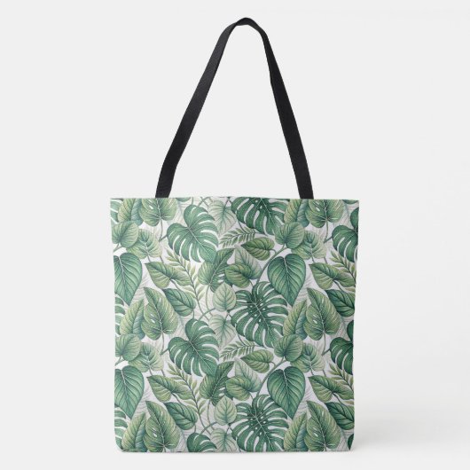 Tote Bag Motif de feuilles vertes (Devant)