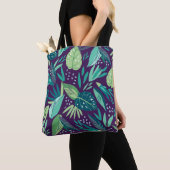 Tote Bag Motif de feuilles vertes tropicales botaniques (De près)