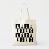 Tote Bag Motif de figures de jeu d'échecs noir et blanc cla (Devant)
