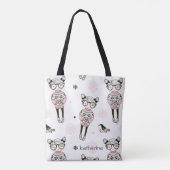 Tote Bag Motif de fille rose pâle personnalisée (Dos)