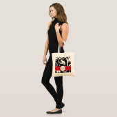 Tote Bag Motif De Fils, Noir et Blanc, Monogramme (Devant (modèle))