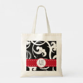 Tote Bag Motif De Fils, Noir et Blanc, Monogramme (Dos)