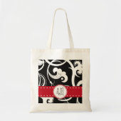 Tote Bag Motif De Fils, Noir et Blanc, Monogramme (Devant)
