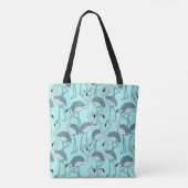 Tote Bag Motif de Flamants roses Turquoise rayé (Dos)