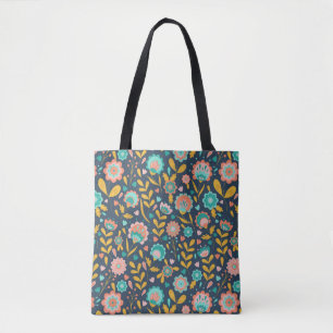 Tote Bag Motif de fleur d'art populaire