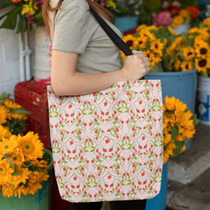 Tote Bag Motif de fleur de fraise à l'aquarelle