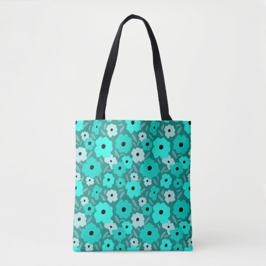 Tote Bag Motif de fleur de turquoise (Devant)