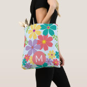 Tote Bag Motif de Fleur vive moderne Monogramme (De près)