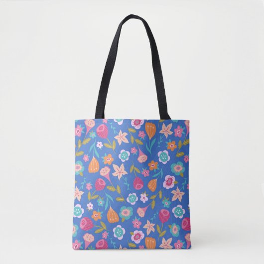 Tote Bag motif de fleurs abstraites colorées (Devant)