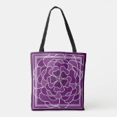 Tote Bag Motif de fleurs abstraites violet foncé (Dos)
