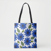 Tote Bag Motif de fleurs bleues dessinées à la main (Devant)