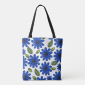 Tote Bag Motif de fleurs bleues dessinées à la main (Dos)