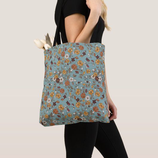 Tote Bag Motif de fleurs de Boho rétro (De près)
