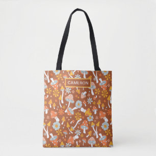 Tote Bag Motif de fleurs de champignons Vintages rétro