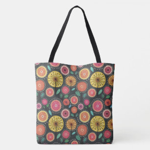 Tote Bag Motif de fleurs folkloriques Boho Scandi