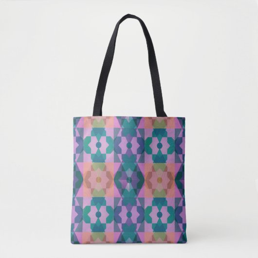 Tote Bag Motif de fleurs géométrique (Devant)