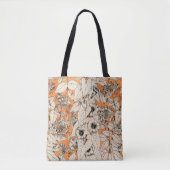 Tote Bag Motif de fleurs graphiques blanches orange (Devant)