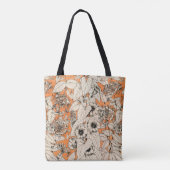 Tote Bag Motif de fleurs graphiques blanches orange (Dos)