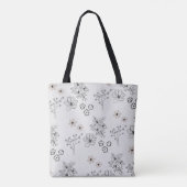 Tote Bag Motif de fleurs hippie gris noir rétro Y2K (Dos)