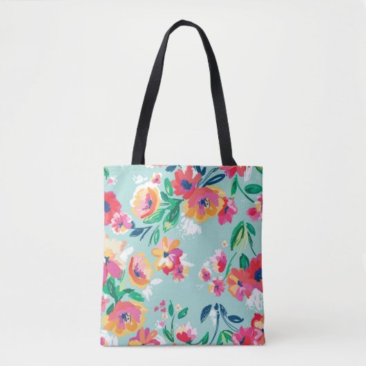 Tote Bag Motif de fleurs peint (Devant)