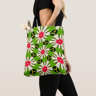 Tote Bag Motif de fleurs rose et blanche
