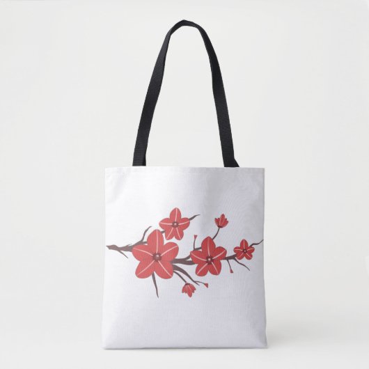 Tote Bag Motif de fleurs rouges cerises ! (Devant)