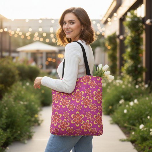 Tote Bag Motif de fleurs Super magenta violet