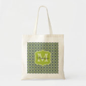 Tote Bag Motif de fleurs vertes Monogrammes (Devant)