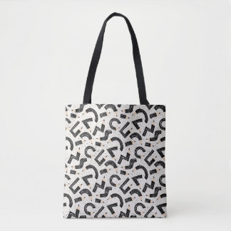 Tote Bag Motif de fournitures scolaires au crayon noir