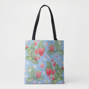 Tote Bag Motif de fraise aquarelle