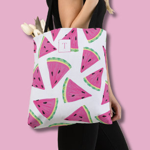 Tote Bag Motif de fruit pastèque monogramme