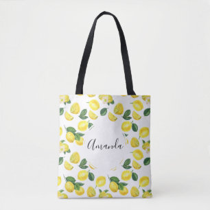 Tote Bag Motif de fruits aux citrons jaunes