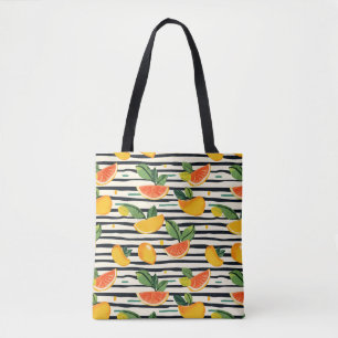 Tote Bag Motif de fruits d'agrumes avec Feuilles verts (6)