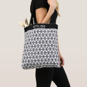 Tote Bag Motif de géométrie sacrée élégant en noir et blanc (De près)